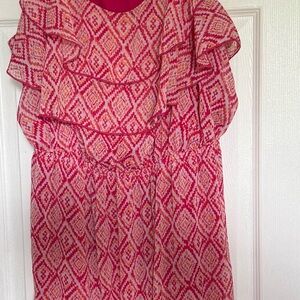 Vibrant Pink and Orange Geometric Dress